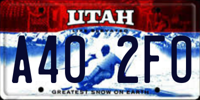 UT license plate A402FO