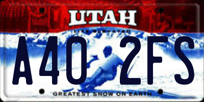 UT license plate A402FS