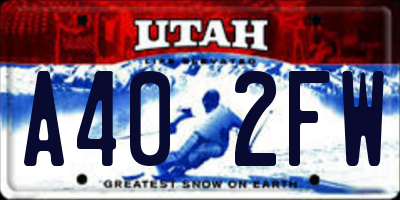 UT license plate A402FW