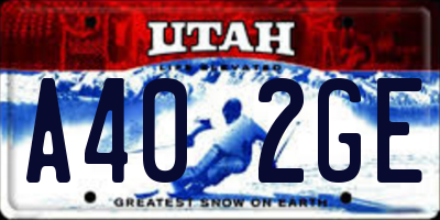 UT license plate A402GE