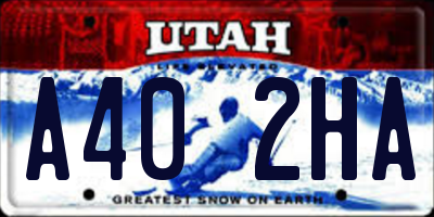 UT license plate A402HA