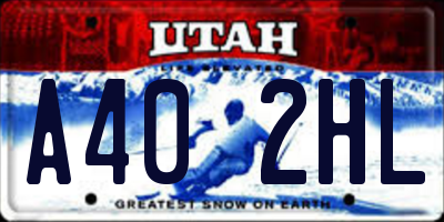 UT license plate A402HL