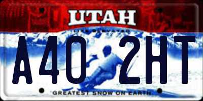 UT license plate A402HT