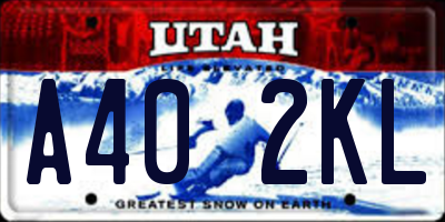 UT license plate A402KL