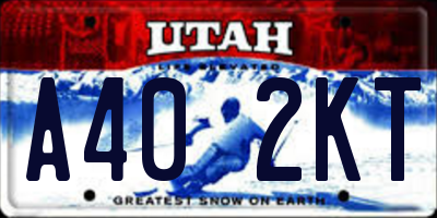 UT license plate A402KT