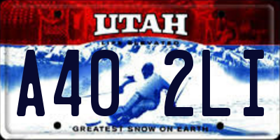 UT license plate A402LI