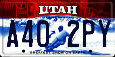 UT license plate A402PY