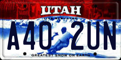UT license plate A402UN