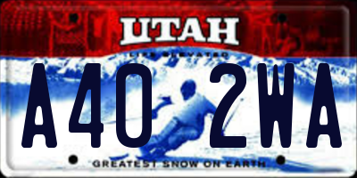 UT license plate A402WA