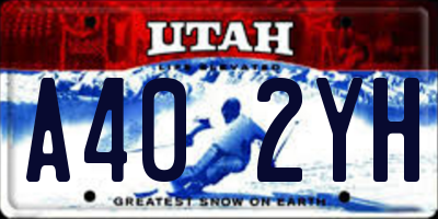 UT license plate A402YH