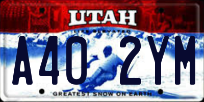 UT license plate A402YM