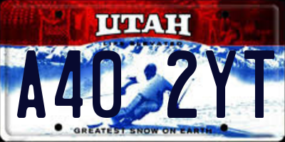 UT license plate A402YT