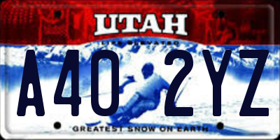 UT license plate A402YZ