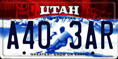 UT license plate A403AR