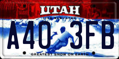 UT license plate A403FB