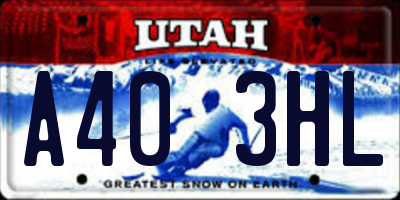 UT license plate A403HL