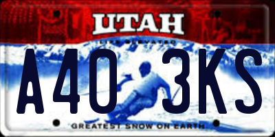UT license plate A403KS