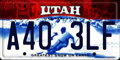 UT license plate A403LF