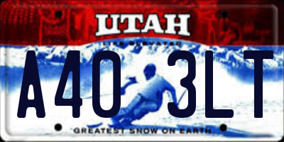 UT license plate A403LT
