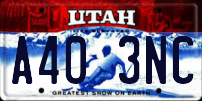 UT license plate A403NC