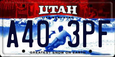 UT license plate A403PF
