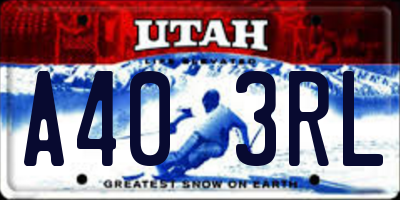 UT license plate A403RL