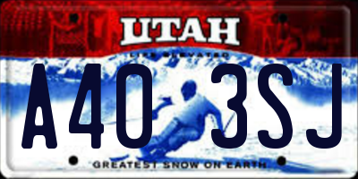 UT license plate A403SJ