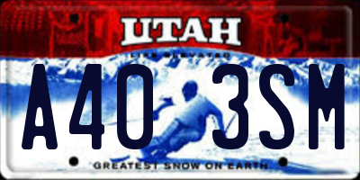 UT license plate A403SM