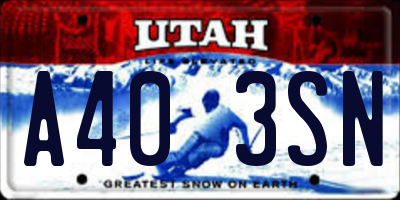 UT license plate A403SN