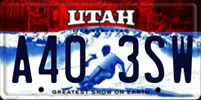 UT license plate A403SW