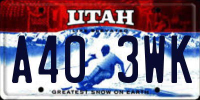 UT license plate A403WK