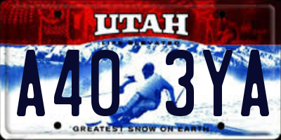 UT license plate A403YA