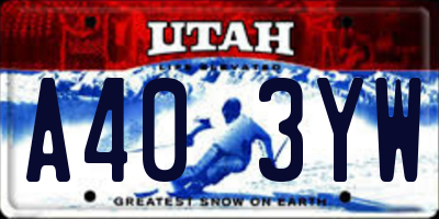 UT license plate A403YW