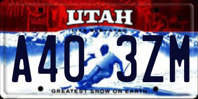 UT license plate A403ZM