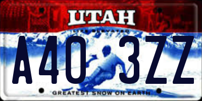 UT license plate A403ZZ