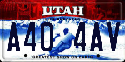 UT license plate A404AV