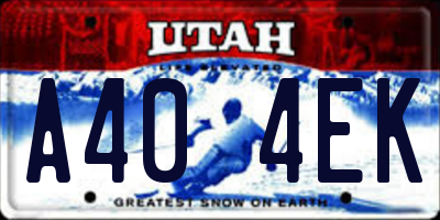 UT license plate A404EK