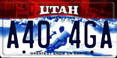 UT license plate A404GA