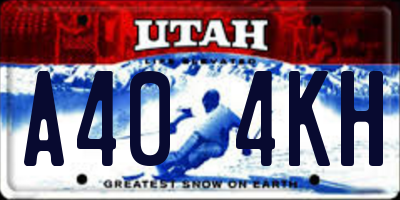 UT license plate A404KH