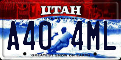 UT license plate A404ML