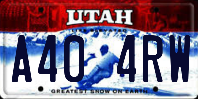 UT license plate A404RW
