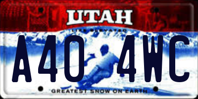 UT license plate A404WC