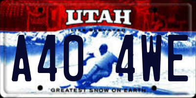 UT license plate A404WE