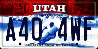 UT license plate A404WF