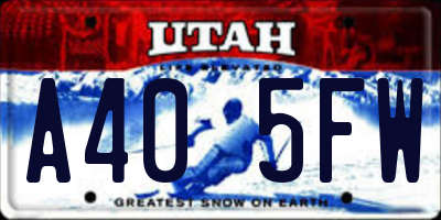 UT license plate A405FW