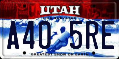 UT license plate A405RE