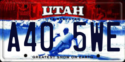 UT license plate A405WE