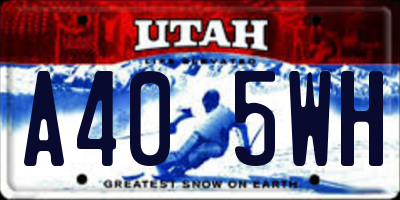 UT license plate A405WH