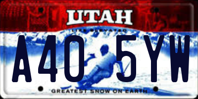 UT license plate A405YW