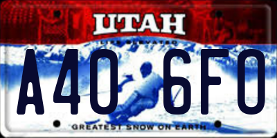 UT license plate A406FO